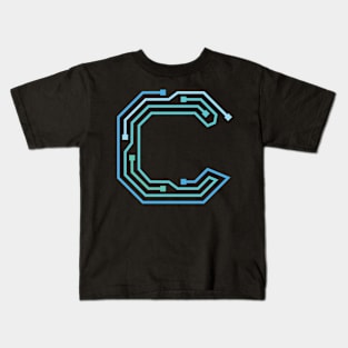 Alphabet C Circuit Typography Design Kids T-Shirt